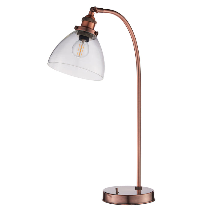 Hansen Lamp Table in Aged Copper / Clear Glass Shade