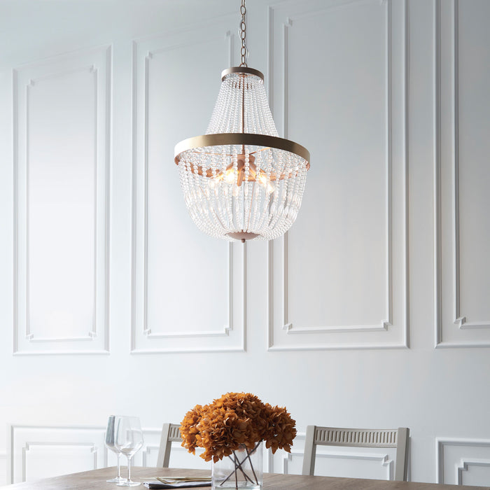 Celine Rose Gold & Glass Bead Chandelier Ceiling Light