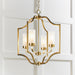 Edrea Brass & Frosted Glass 4 Pendant Ceiling Light