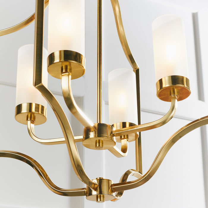 Edrea Brass & Frosted Glass 4 Pendant Ceiling Light