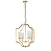 Edrea Brass & Frosted Glass 4 Pendant Ceiling Light