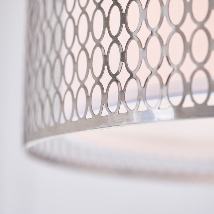 Cordero Ceiling Light Pendant in Satin Nickel & White