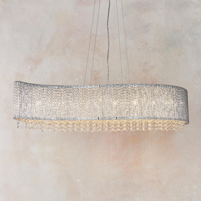 Galina Chrome & Crystal Linear Ceiling Pendant Light / Chandelier