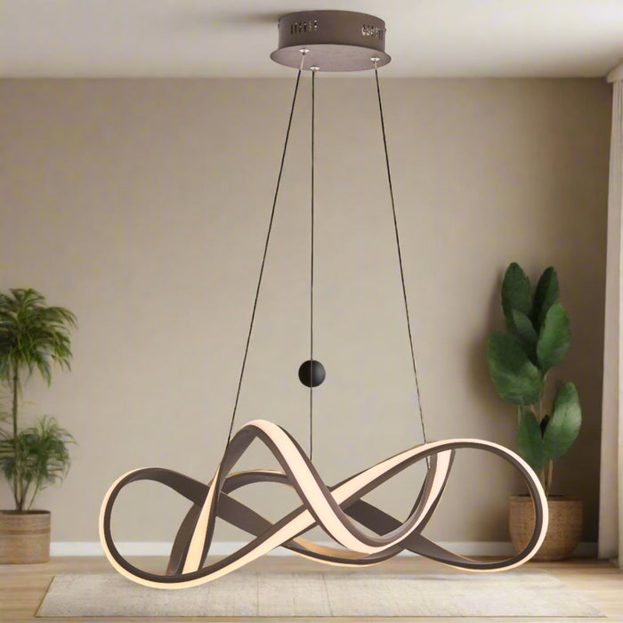 Contemporary Suspended Pendant Light - Textured Coffee Sand Finish