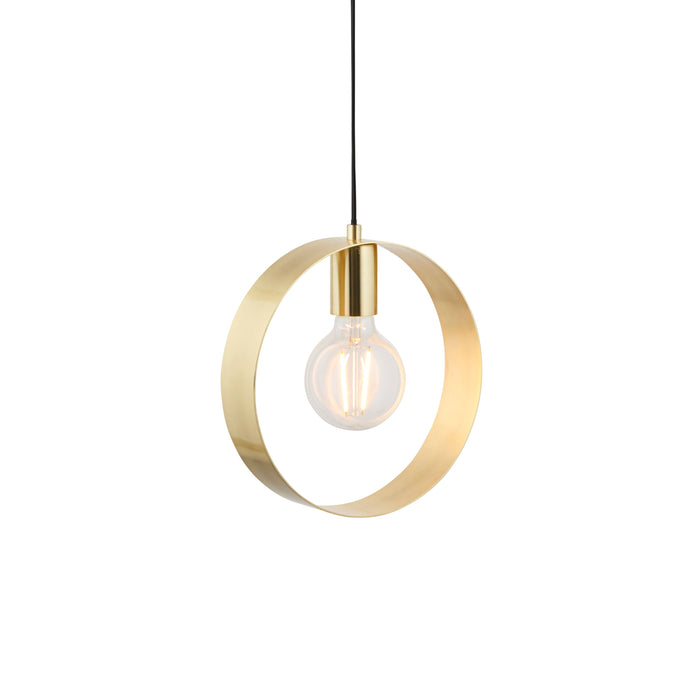 Contemporary Single Pendant Light in Brushed Brass