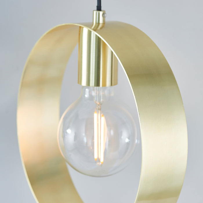 Contemporary Single Pendant Light in Brushed Brass