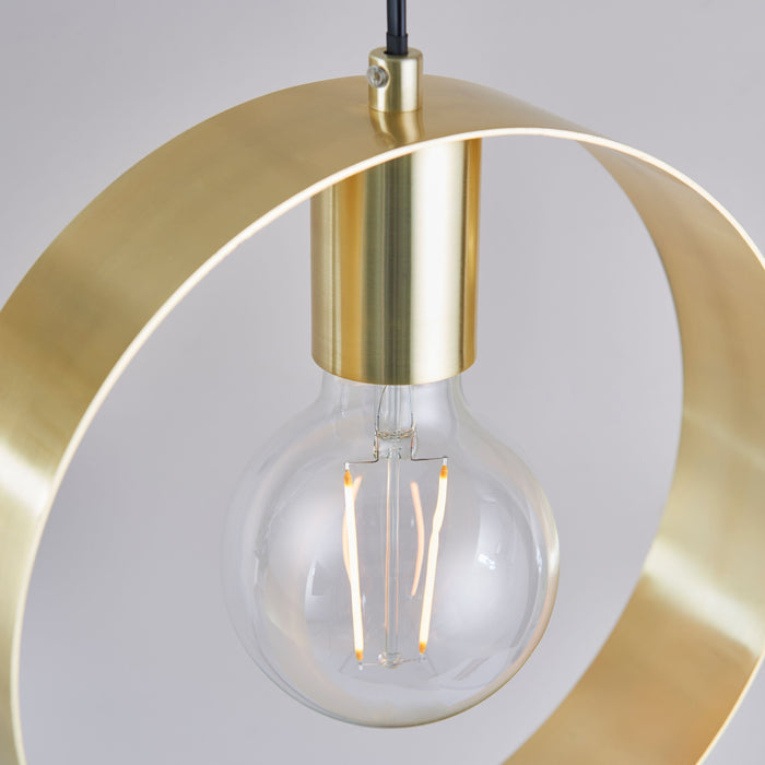 Contemporary Single Pendant Light in Brushed Brass