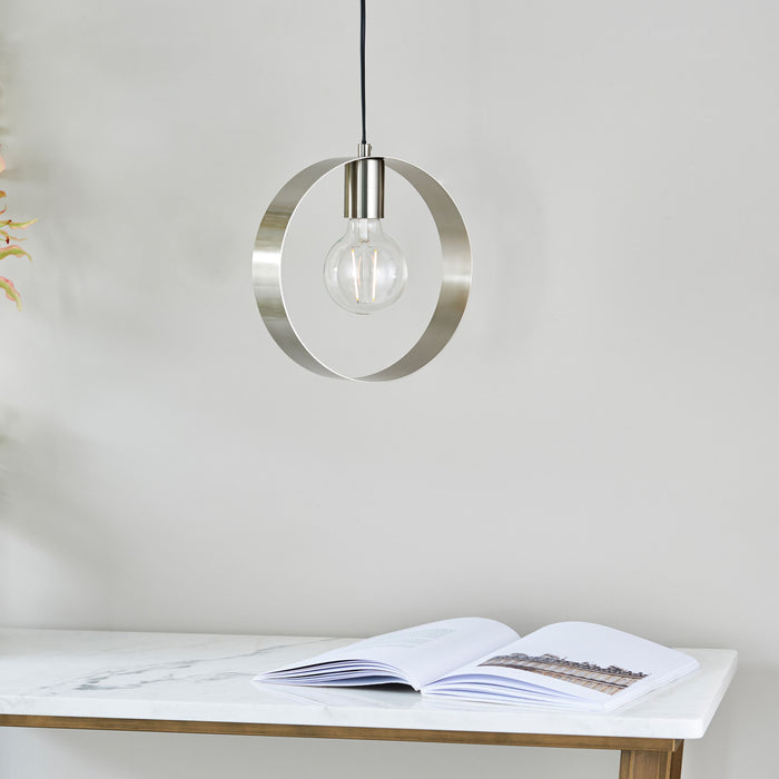 Single Pendant Light with Brushed Nickel Finish