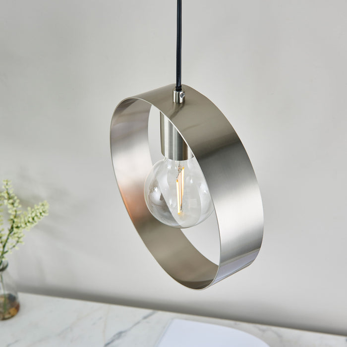 Single Pendant Light with Brushed Nickel Finish