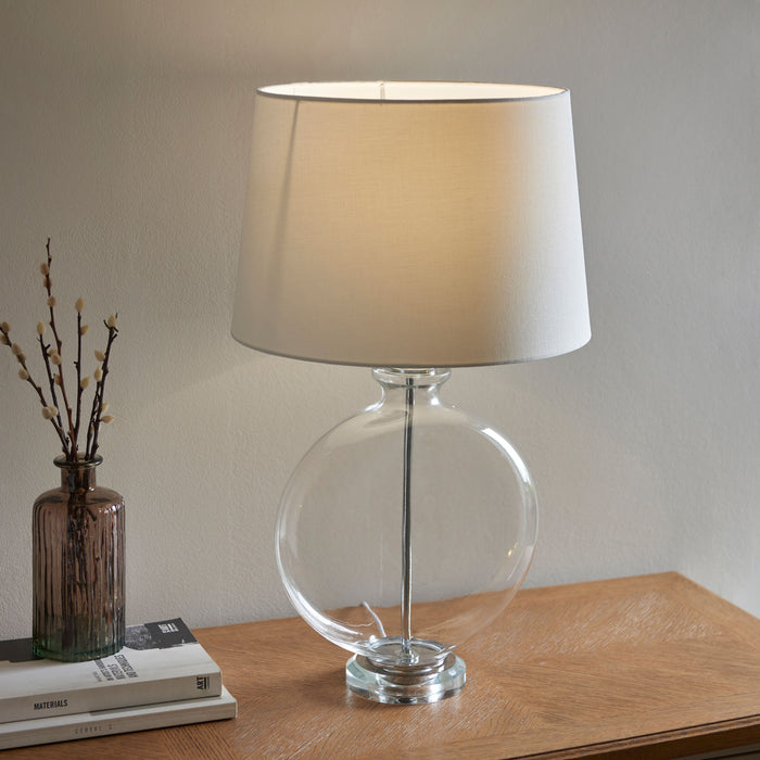 Gideon Clear Glass Base & Natural Shade table Lamp