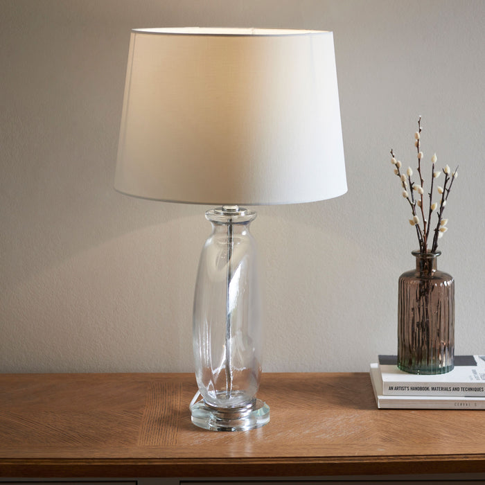 Gideon Clear Glass Base & Natural Shade table Lamp — Decor Interiors - Home