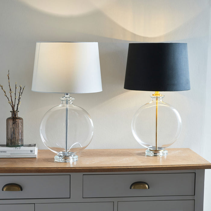 Gideon Clear Glass Base & Natural Shade table Lamp