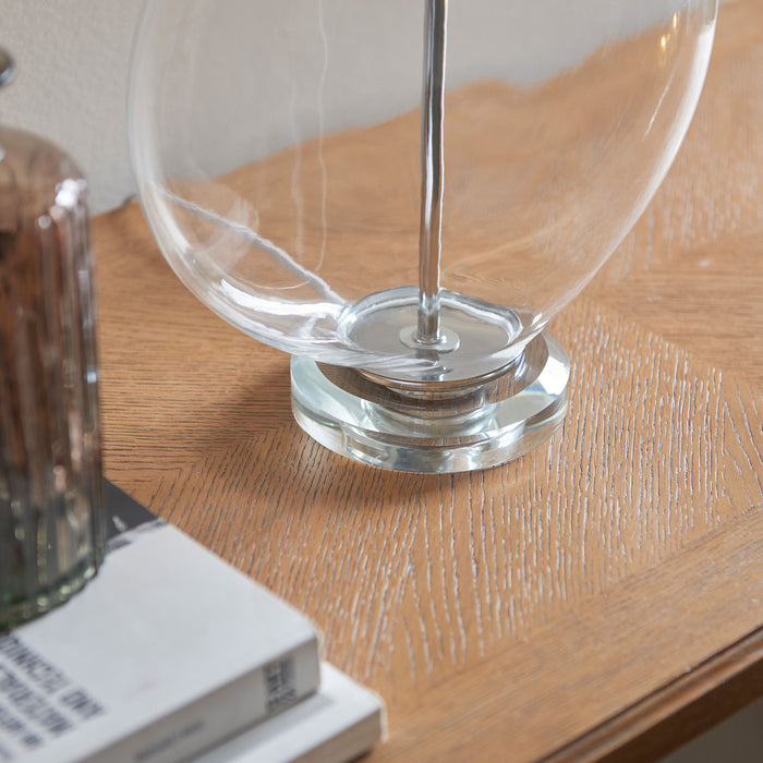 Gideon Clear Glass Base & Natural Shade table Lamp