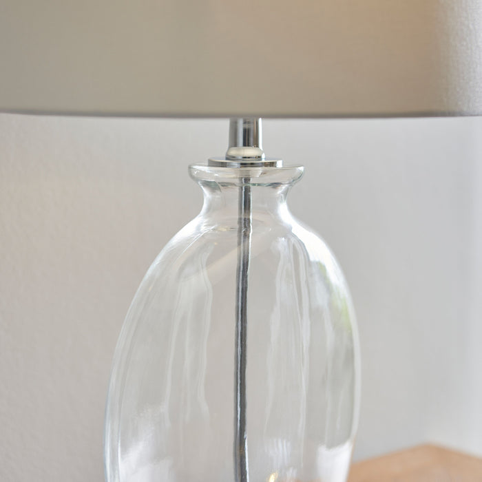 Gideon Clear Glass Base & Natural Shade table Lamp