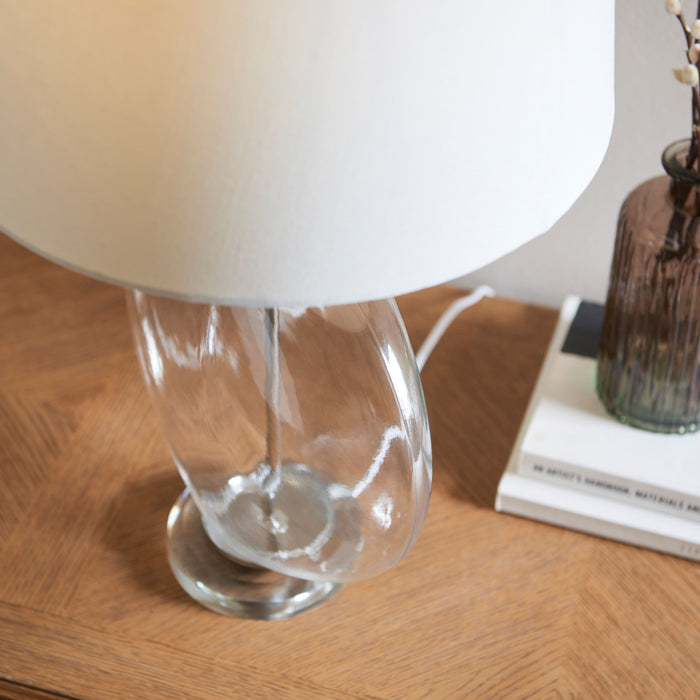 Gideon Clear Glass Base & Natural Shade table Lamp