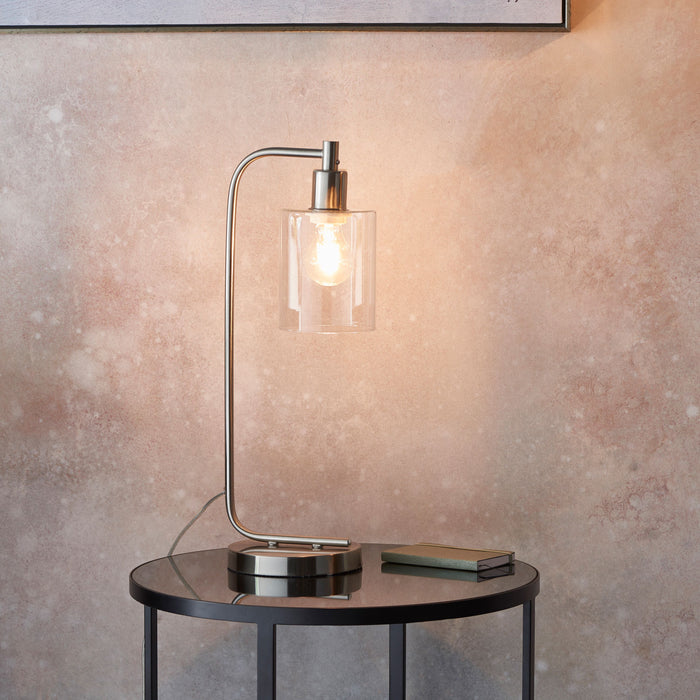 Toledo Table Lamp in Brushed Nickel & Clear