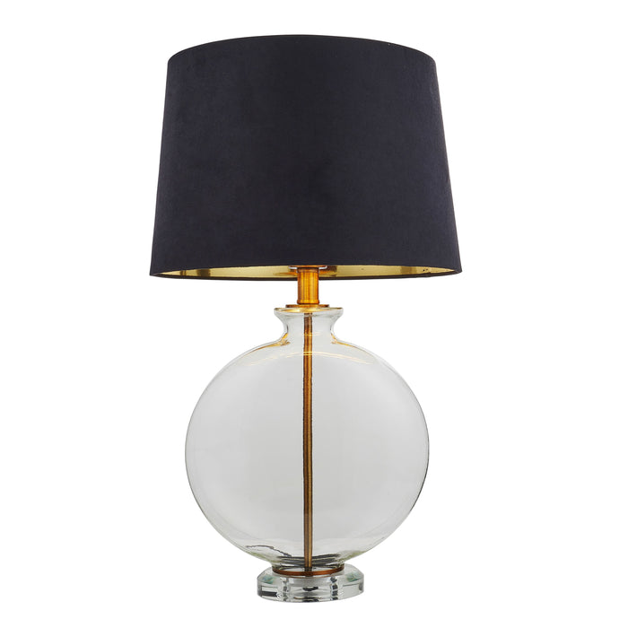 Gideon Clear Glass Base & Black Shade Table Lamp