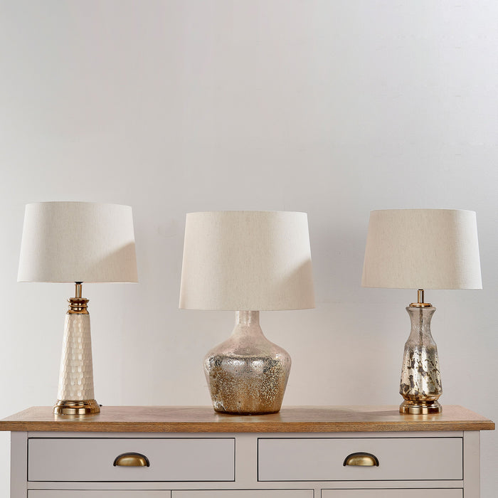 Meteora Gold Foil Table Lamp With White Shade