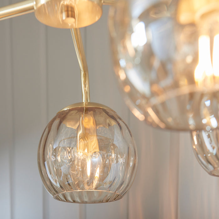 Dimple Ceiling Light Pendant in Brushed Brass & Glass