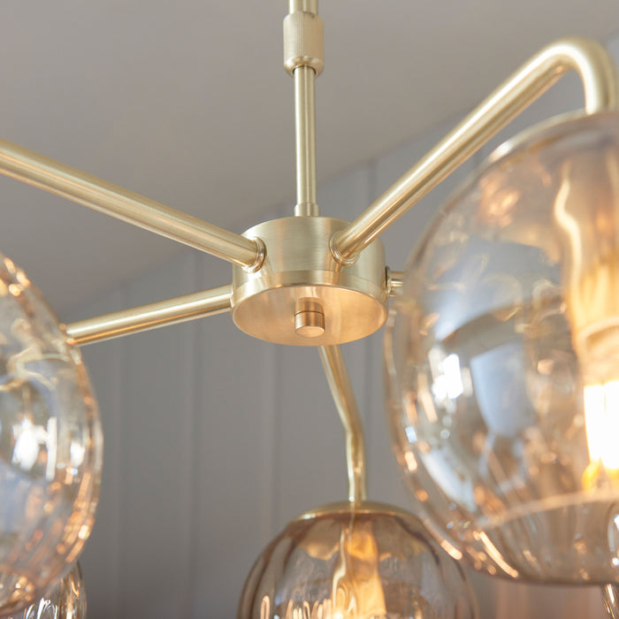 Dimple Ceiling Light Pendant in Brushed Brass & Glass