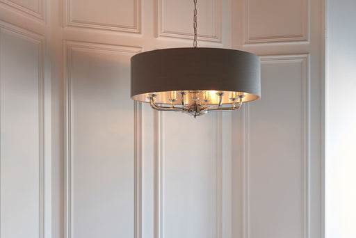 Highclere 6-Light Pendant in Charcoal Linen Mix and Brushed Nickel