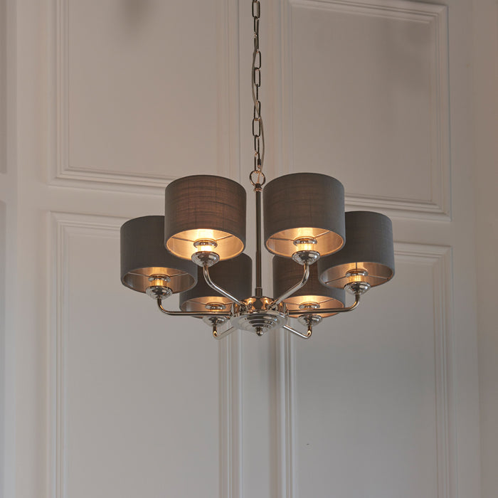 Highclere 6 Multi Pendant in Charcoal / Nickel