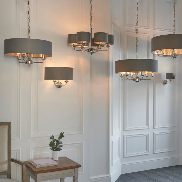 Highclere 6 Multi Pendant in Charcoal / Nickel