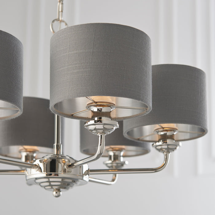 Highclere Pendant Ceiling Light - Brushed Chrome & Charcoal