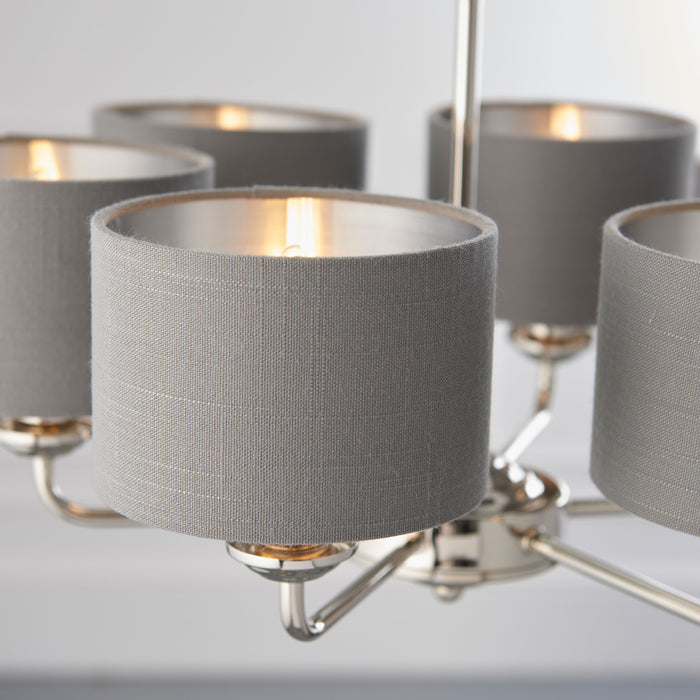 Highclere 6 Multi Pendant in Charcoal / Nickel