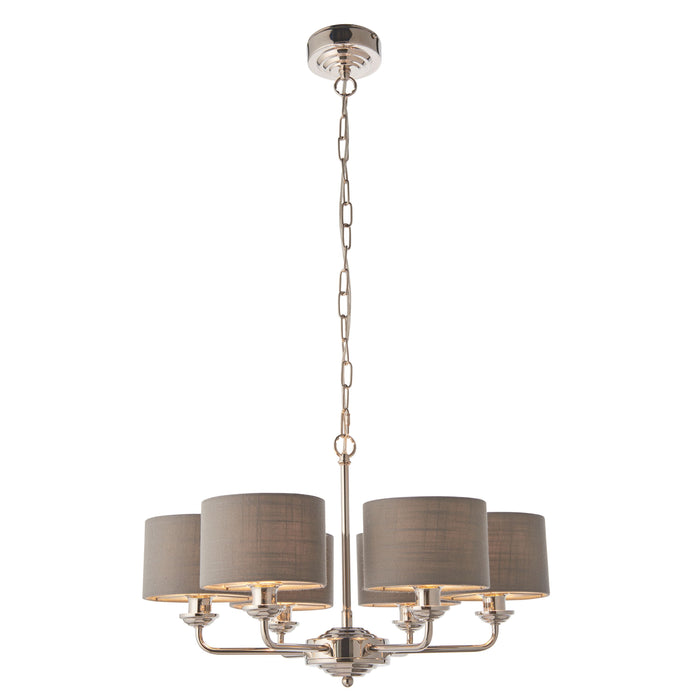 Highclere 6 Multi Pendant in Charcoal / Nickel