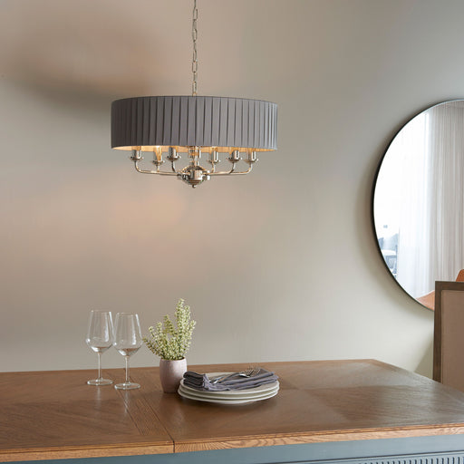 Highclere 6-Light Pleated Pendant in Nickel and Charcoal