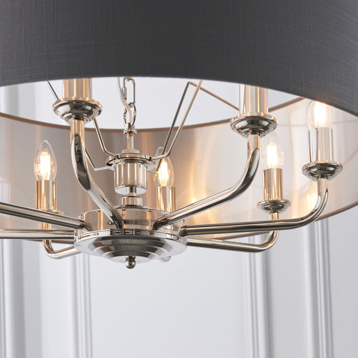 Highclere 8 Pendant in Charcoal / Nickel