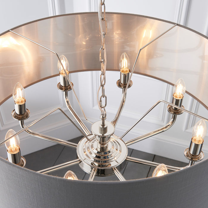 Highclere 8 Pendant in Charcoal / Nickel