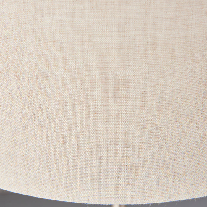 Clarence Contemporary Chrome Table Lamp, Natural Linen Shade