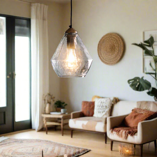 Ebbe Antique Gold Single Pendant Ceiling Light With Glass Shade