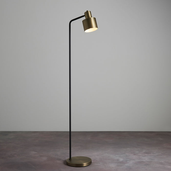 Mayfield Floor Lamp in Antique Brass & Matt Black