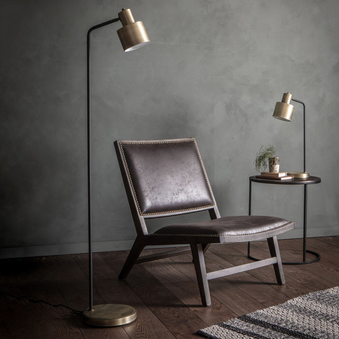 Mayfield Floor Lamp in Antique Brass & Matt Black