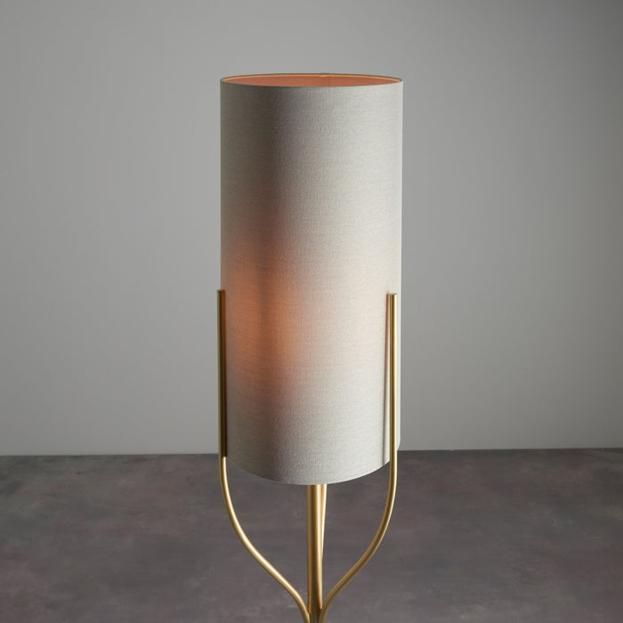 Fraser Brushed Gold Floor Lamp With Natural Shade