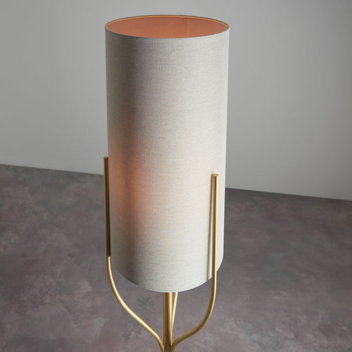 Fraser Brushed Gold Floor Lamp With Natural Shade