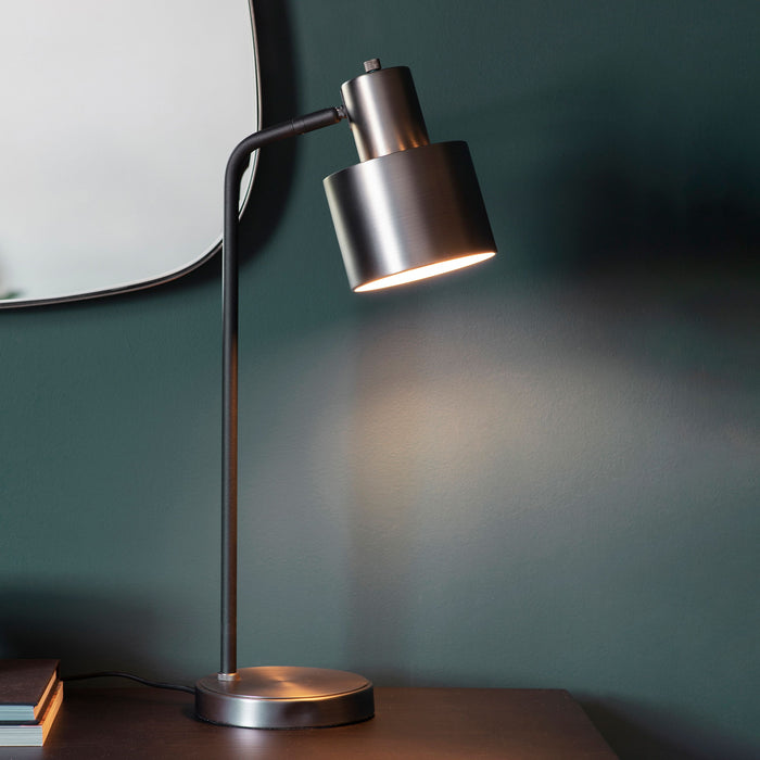 Mayfield Table Lamp in Brushed Silver / Matt Black