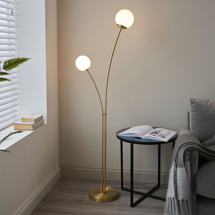 Bloom Brushed Brass Metal Floor Lamp