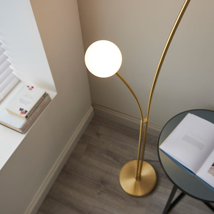 Bloom Brushed Brass Metal Floor Lamp