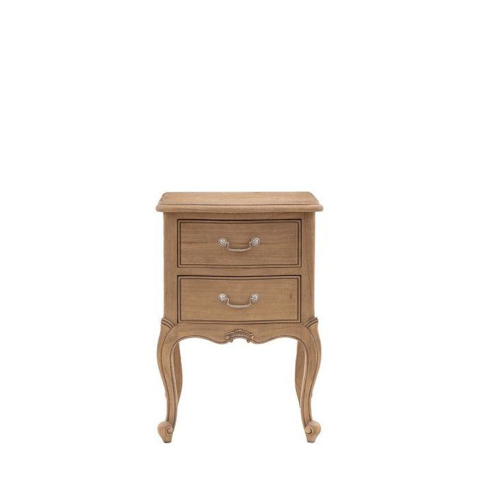 Bordeaux Weathered Ash French-Style Bedside Table with 2 Drawers