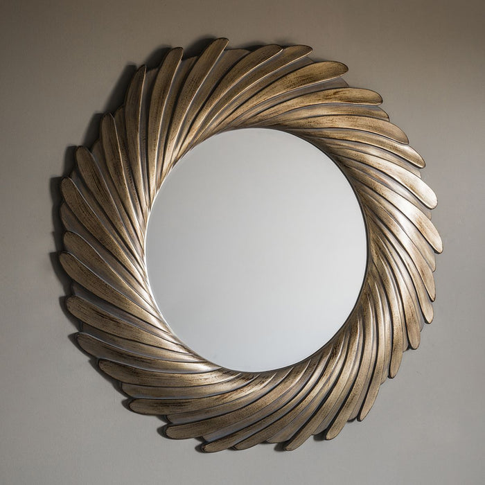 Adele Round Decorative Wall Mirror In Gold Verdigree