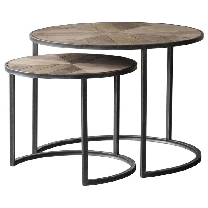 Industrial Round Nesting Coffee Tables – Reclaimed Wood Tops & Iron Frames