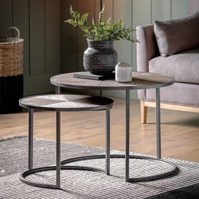 Industrial Round Nesting Coffee Tables – Reclaimed Wood Tops & Iron Frames   