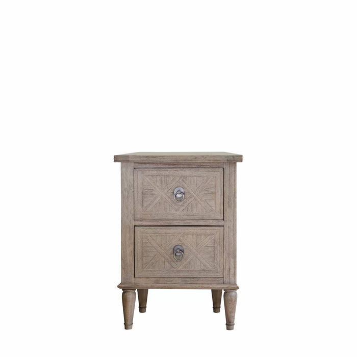 Monica French Style Wooden Bedside Table with 2 Drawers - Vintage Inspired