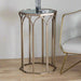 Contemporary Aged Gold Side Table with Beveled Glass Top