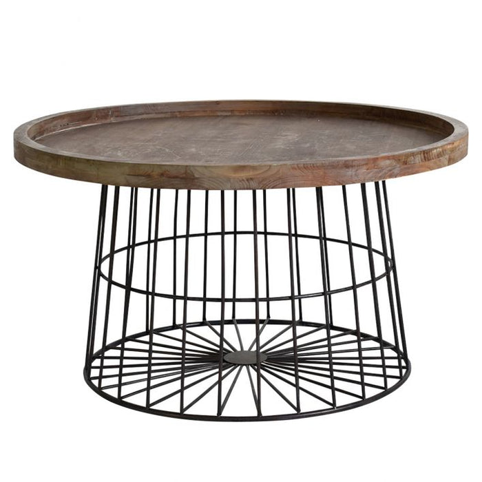 Donatella Grey Metal & Natural Timber Tray Coffee Table