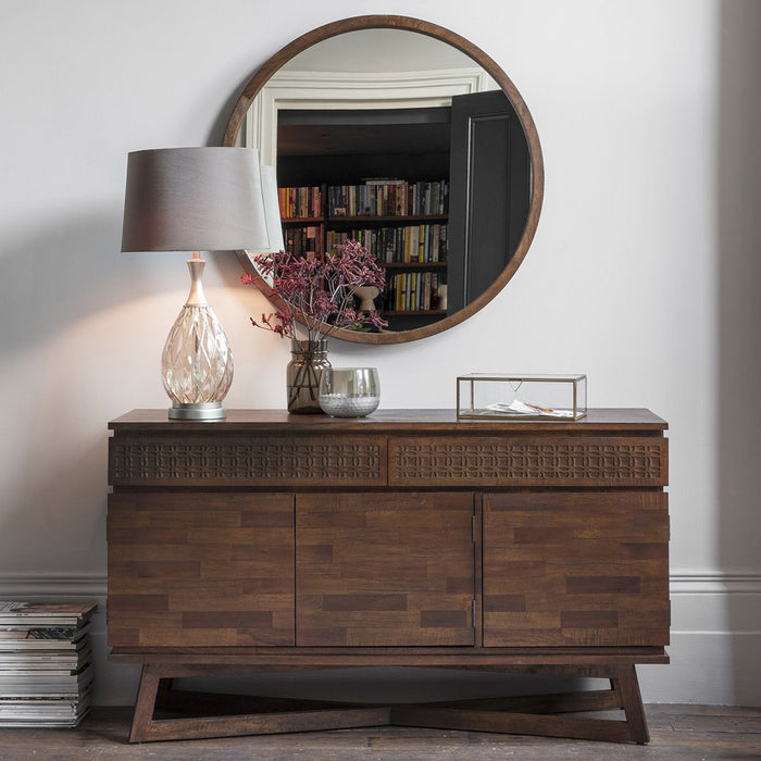 Marrakesh Sideboard, Dark Brown, Mango Wood, 3 Door, 2 Drawers